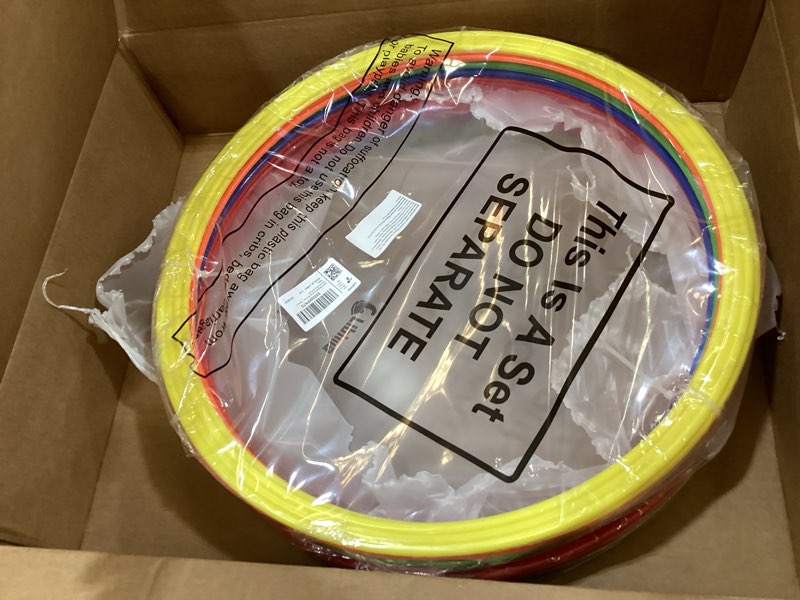 Condition photo showing Good Condition for libima 12 pcs 15.8 inch obstacle course ring set exercise hoop large hoop plastic toys playground toys for gymnastics practice party games educational activities holiday decor, 5 colors 15.8 inch 12