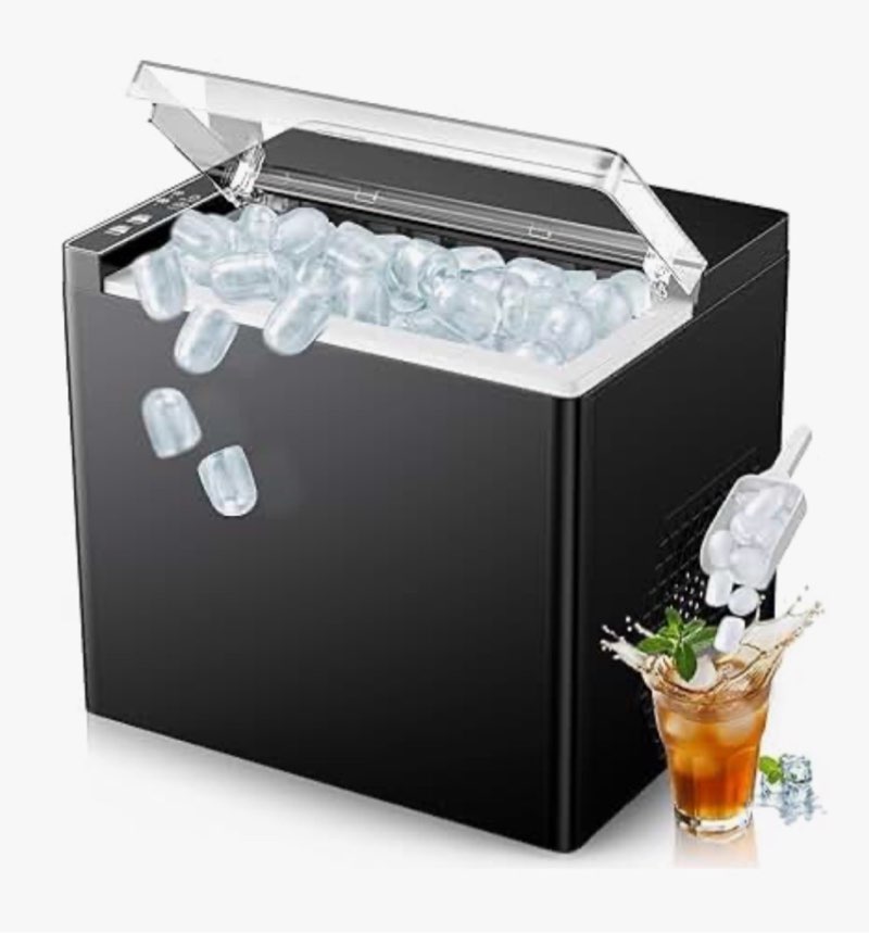 ice makers countertop, 9 ice cubes in 6 mins portable ice maker, 2 sizes of bullet ice (s/l) small ice machine for home kitchen camping (obsidian)