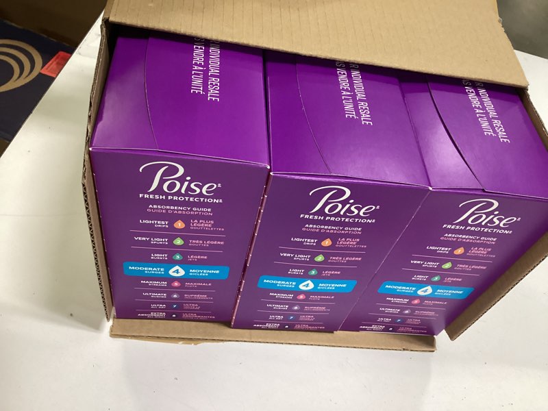 Condition photo showing New/Like New for Poise Ultra Thin Incontinence & Postpartum Pads with Wings for Bladder Leaks, 4 Drop Moderate Absorbency, Regular Length, 90 Count, Packaging May Vary