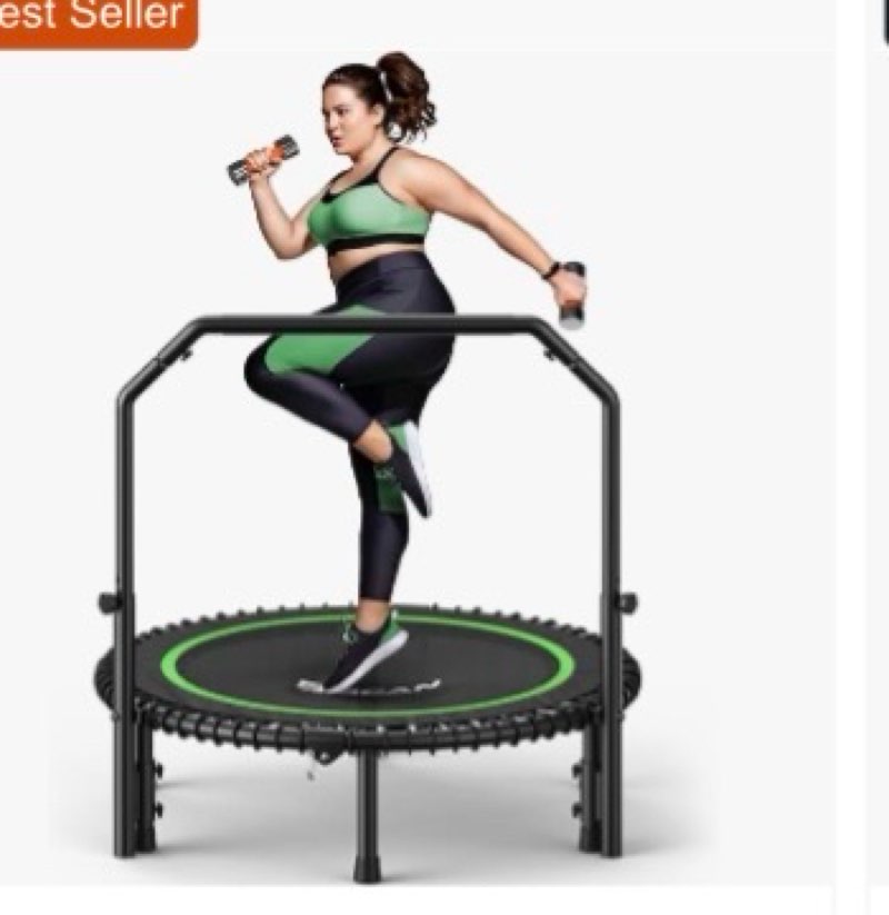 bcan bt2 rebounder trampoline for adult, 48" fitness trampoline with bungees, u shape adjustable foa