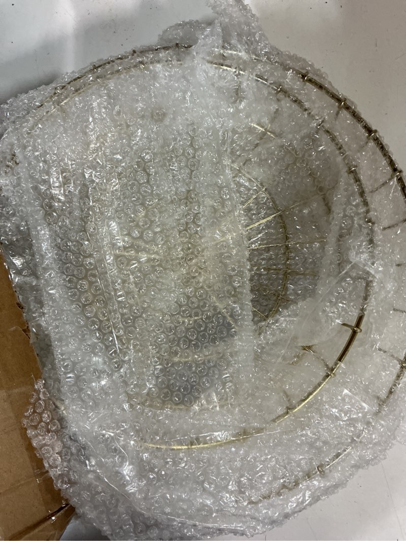 Condition photo showing Good Condition for tiered fruit bowl, 2 tier gold fruit basket, golden fruit basket iron round golden nordic household snack storage tray for party desktop kitchen