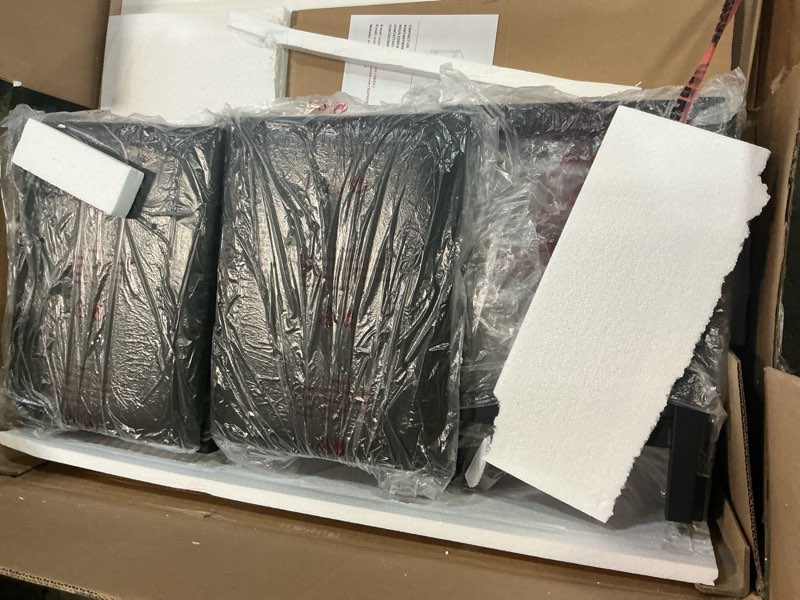 Condition photo showing Good Condition for (Only 6 pcs), VECELO 7-Piece Dining Table Set, 63\\\\\\\" Large Extendable Kitchen Table Set with USB Charging, Metal & Wood Support, Table with 6 PU Upholstered Stools, for 4-6, Small Space Saving Design, Black