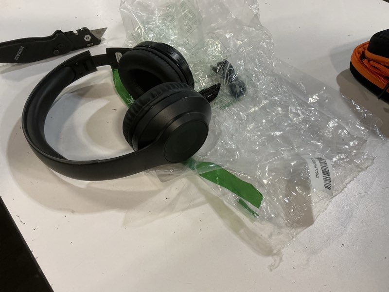 Condition photo showing As Is for x5 am fm radio headphones rechargeable, personal portable radio headset am/fm digital earmuff with best reception for jogging, mowing, cycling, meeting, church black
