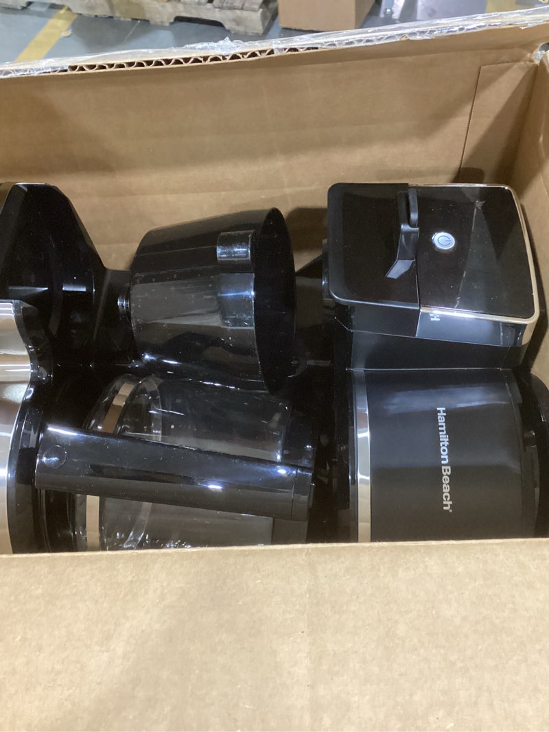 Condition photo showing As Is for Hamilton Beach 2-Way 12 Cup Programmable Drip Hot and Iced Coffee Maker & Single Serve Coffee Machine, Glass Carafe, Auto Pause and Pour, Black (47500J)
