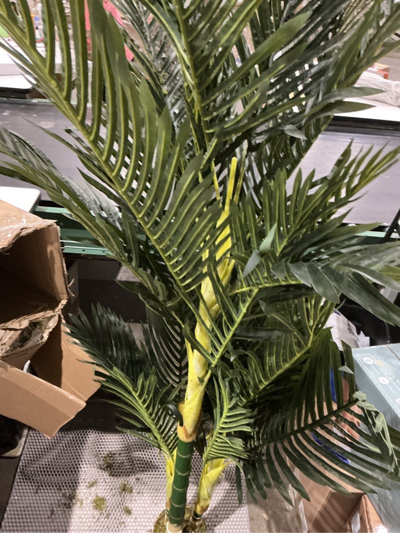 Condition photo showing Good Condition for 8.2ft artificial phoenix palm tree artificial plants indoor outdoor large faux coconut silk palm tree tropical fake tree faux sago palm plant for modern farmhouse yard outside patio poolside 8.2ft golden cane palm tree