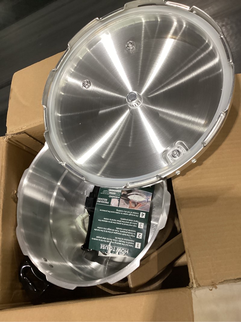 Condition photo showing As Is for WantJoin 16Qt Aluminum Pressure Cooker w/Release Valve & Multiple Protective Devices,Pressure Canner Compatible with Gas & Induction Cooker,Canner Rack Included 16 Quarts