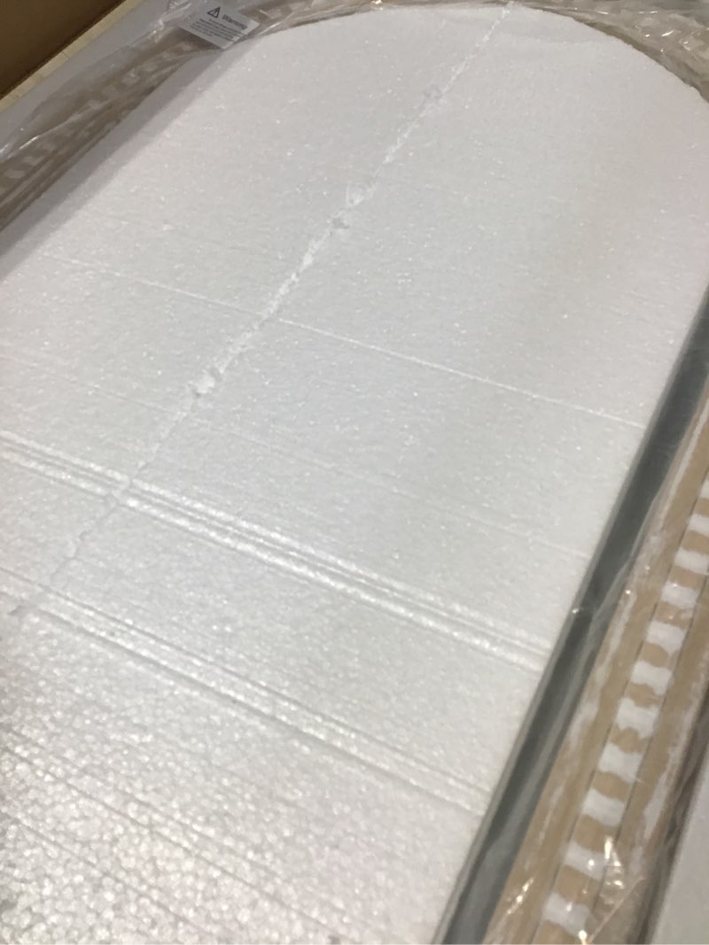 Condition photo showing New/Like New for Arched Vanity Mirror for Wall, 30"x20" Boho Rustic Farmhouse Mirror with Beaded Wooden Frame, Decorative Wooden Mirror for Bathroom, Living Room, Entryway, or Bedroom Vintage White 30"L x 20"W