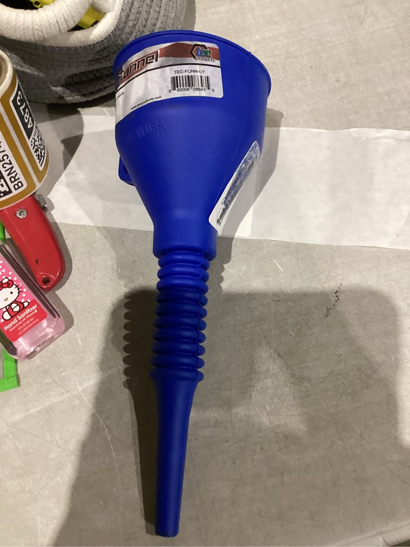 Condition photo showing New/Like New for TEC Products FlexAll Long Flexible Funnels - Automotive Oil Funnel with Hose, Durable Nitrile Rubber for Oil Change, Transmission Funnel Fluid, Diesel, Fuel, Gas - Made in USA - Yellow (16 x 5 Inches) Yellow Large