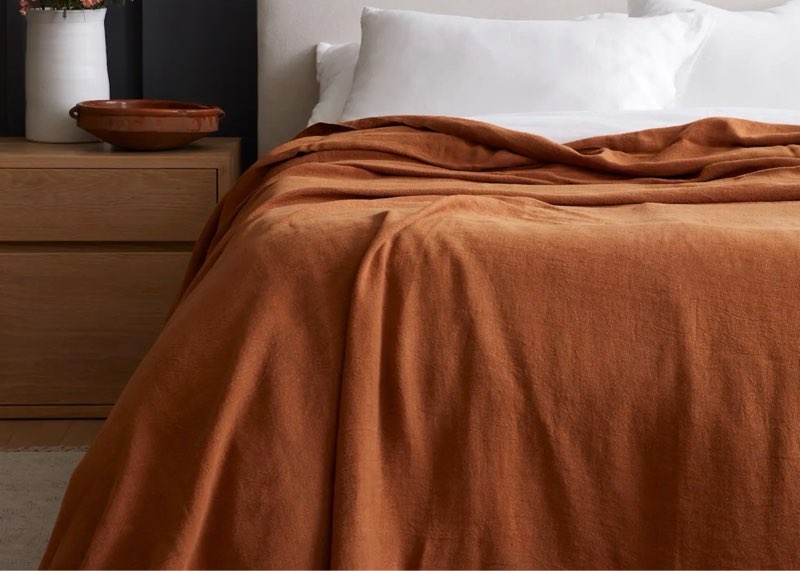 vintage wash european linen bed cover full/queen