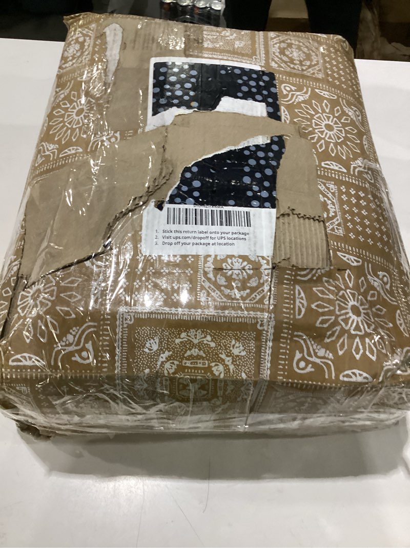 Condition photo showing As Is for navy blue quilt