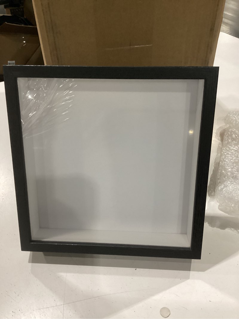 Condition photo showing As Is for tuanse 6 pieces shadow box picture frame square shadow boxes display cases for sports memorabilia wedding memories crafts pins awards medals tickets and photos(black,8 x 8 inch) black 8 x 8 inch