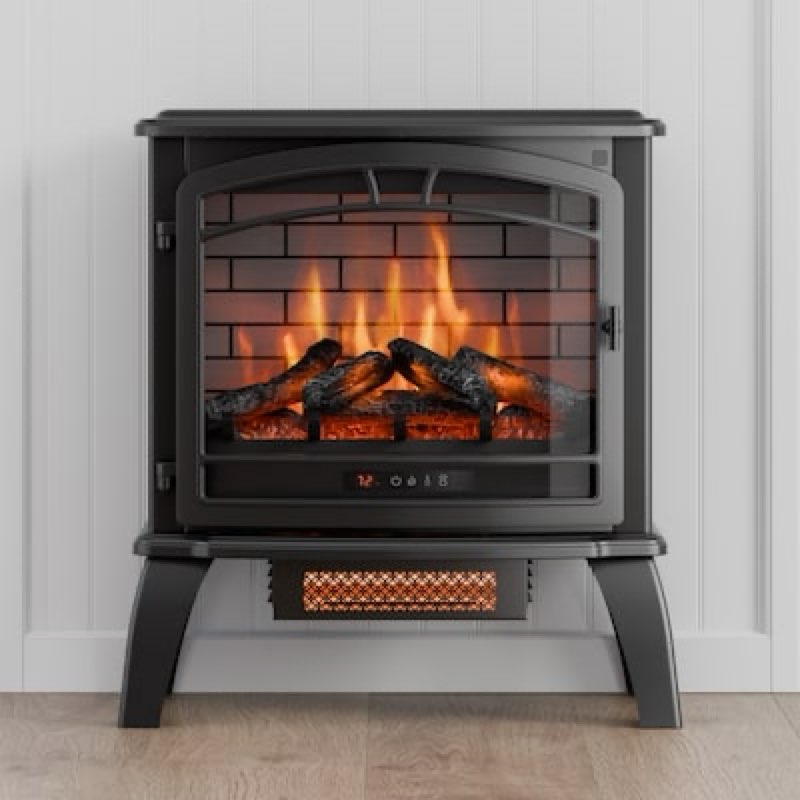 style selections 25.8-in w 5100 -btu matte black metal flat wall infrared quartz electric stove with