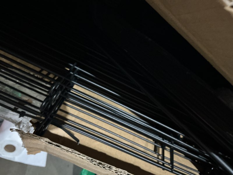 Condition photo showing As Is for (similar to but not exact)(incomplete, missing pieces, used)10 panels garden fence dog fence outdoor for yard, 32in h x 23.6ft l rustproof metal fencing with ground stakes | no dig animal proof containment for pets/rabbits | durable patio security panels