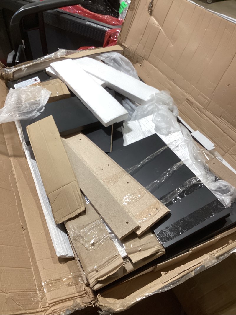 Condition photo showing As Is for Manhattan Comfort Plaza Floating Entertainment Center for Living Room, Wall Mounted TV Stand with Display Shelves, Wire Management & Mounting Hardware, Fits up to 50" Screens, Black