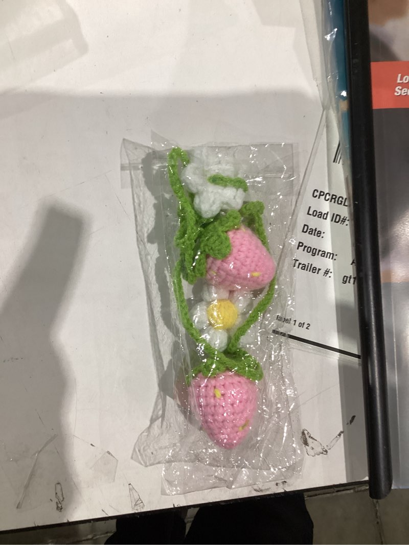Condition photo showing New/Like New for Crochet Strawberry Rear View Mirror Accessories Cute for Women Interior Hanging Ornament Decor/Bag Charms, Inspirational Gift Ideas for Friends, Coworkers