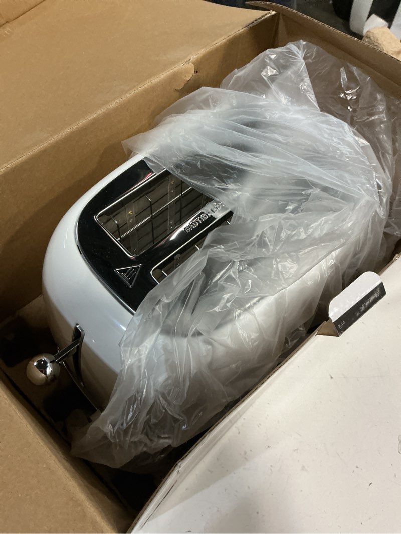 Condition photo showing Good Condition for Roter Mond 2 Slice Toaster Retro Stainless Steel with Bagel, Cancel, and Defrost Functions, 6 Bread Shade Settings, Extra Wide Slots and Removable Crumb Tray, White