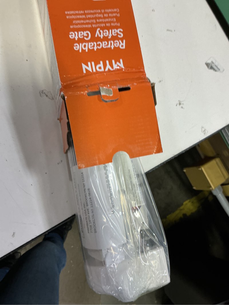 Condition photo showing New/Like New for Retractable Baby Gate, Extra Wide Safety Kids or Pets Gate, 33” Tall, Extends to 55” Wide, Mesh Safety Dog Gate for Stairs, Indoor, Outdoor, Doorways, Hallways 33”x55”- White