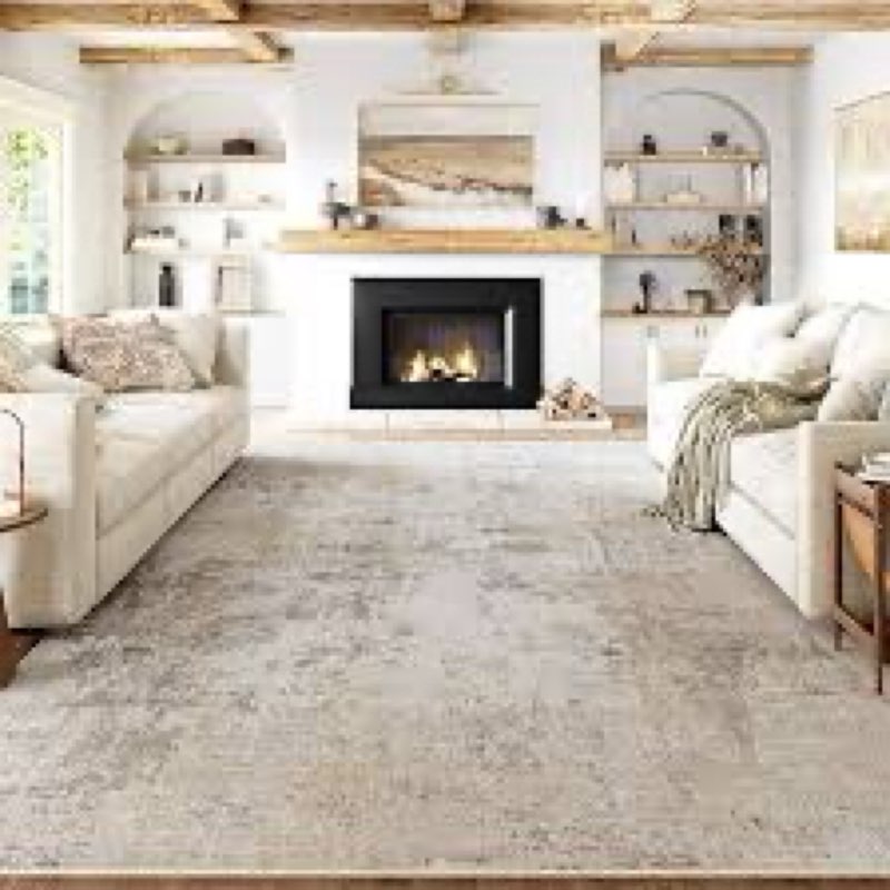 Area Rugs 9x12 Living Room: Washable Rug Modern Abstract Large Rugs Soft Non Slip Neutral Rug Stain 