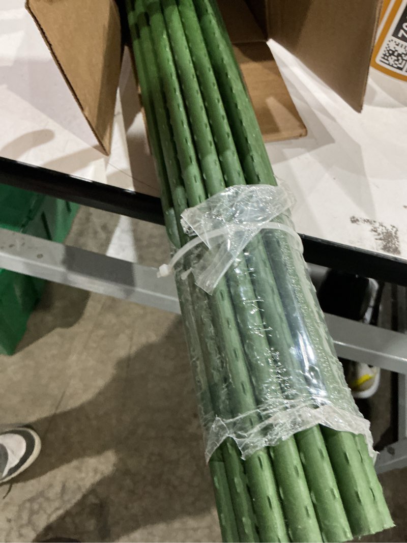 Condition photo showing As Is for waenlir garden stakes 48 inch 4ft sturdy tomato stakes, plant stakes for outdoor plants, plant support sticks for gardening, pack of 30