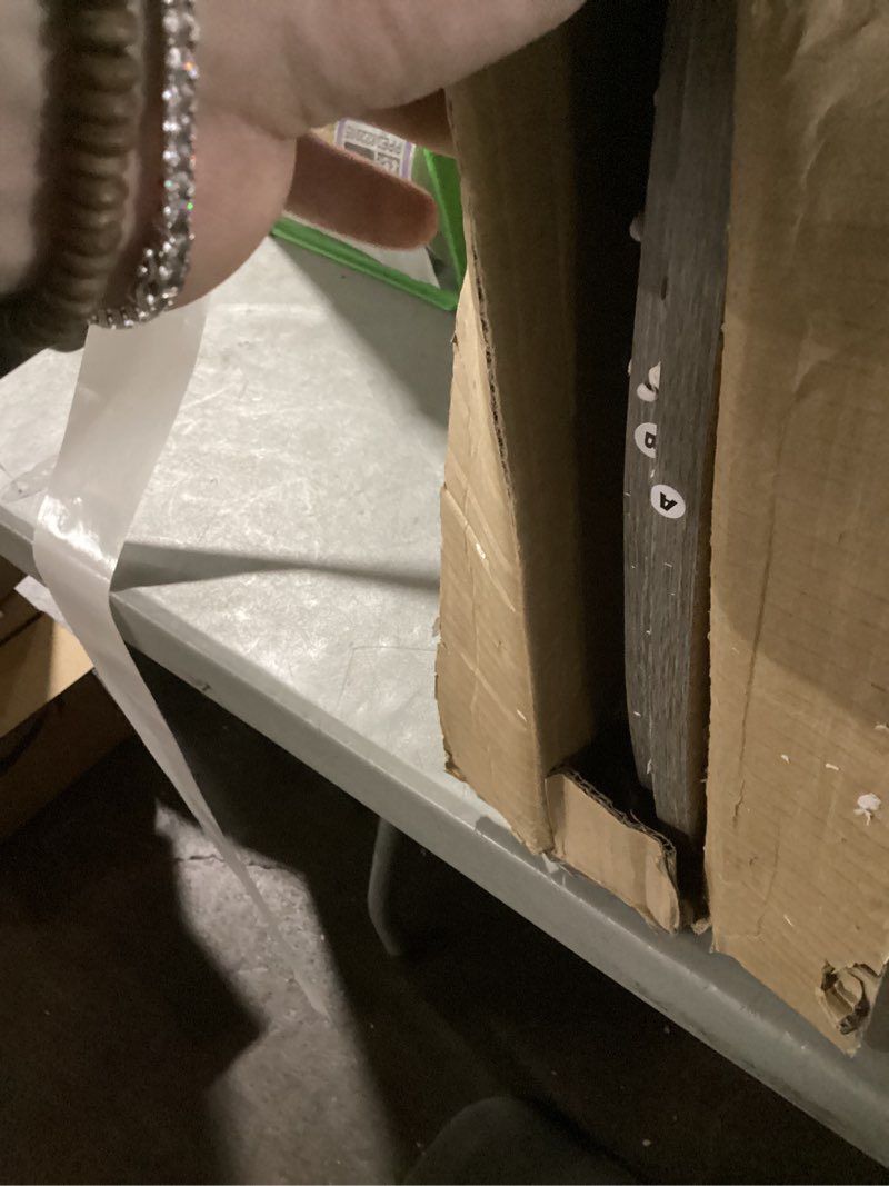 Condition photo showing As Is for FURINNO Nelly Entertainment Center TV Stand, Short 43.3"(W) x13.4(H) x13.1(D), French Oak Grey/Black French Oak Grey/Black Short 43.3"(W)x13.4"(H)x13.1"(D)