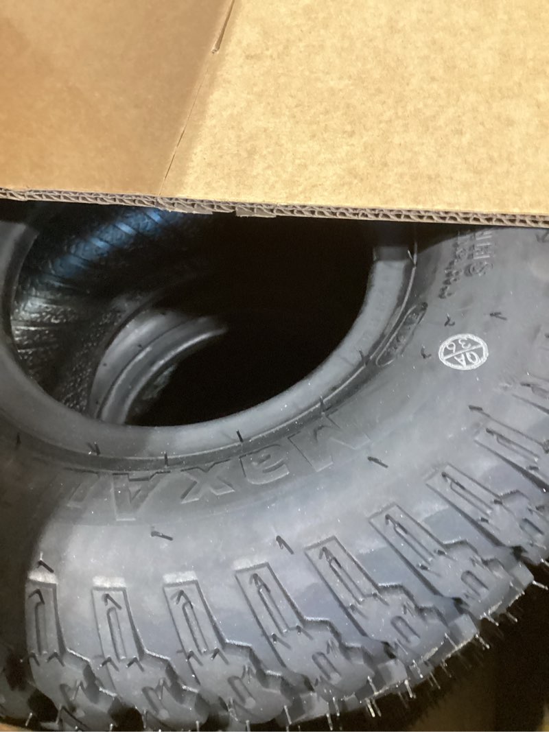 Condition photo showing New/Like New for maxauto15x6.00-6 lawn mower tire,15x6-6 front turf tires, 15-6.00-6 tubeless tires for lawn & garden riding mower tractor golf cart, 4ply, 570lbs capacity, set of 2