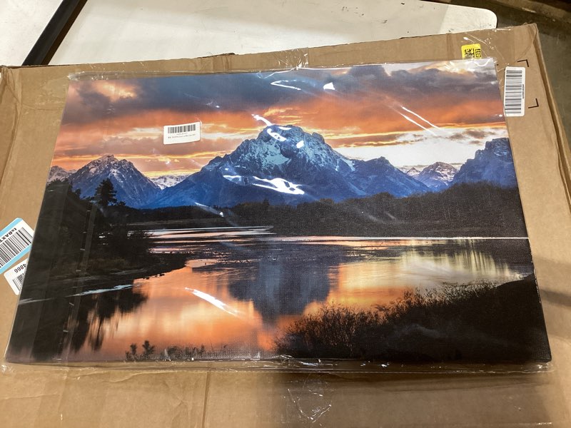 Condition photo showing New/Like New for skasnfai grand teton national park canvas wall art mountain landscape print picture framed nature wall decor for living room office (16l x 24w) 16"l x 24"w mountain 02