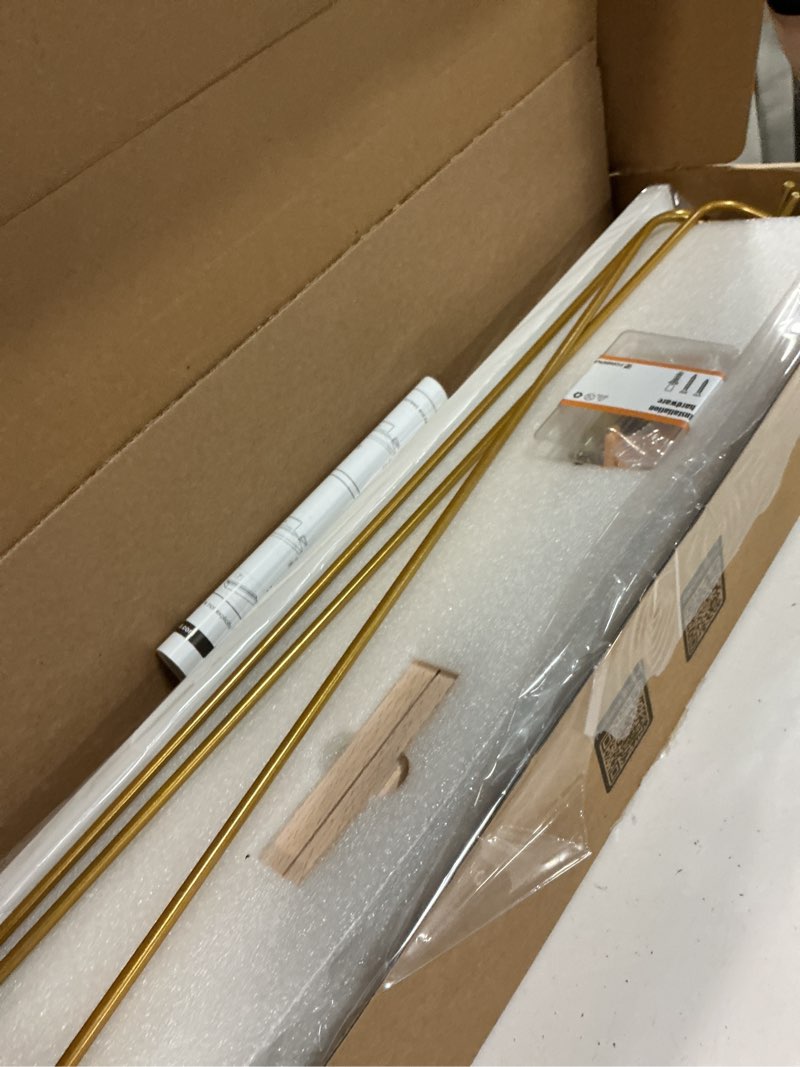 Condition photo showing Good Condition for forbena 24 inch bathroom floating shelves for wall set of 3, gold bathroom shelves over toilet wall mounted with rail, decorative hanging shelf for bedroom office living room decor (white and gold) 24 inch white and gold