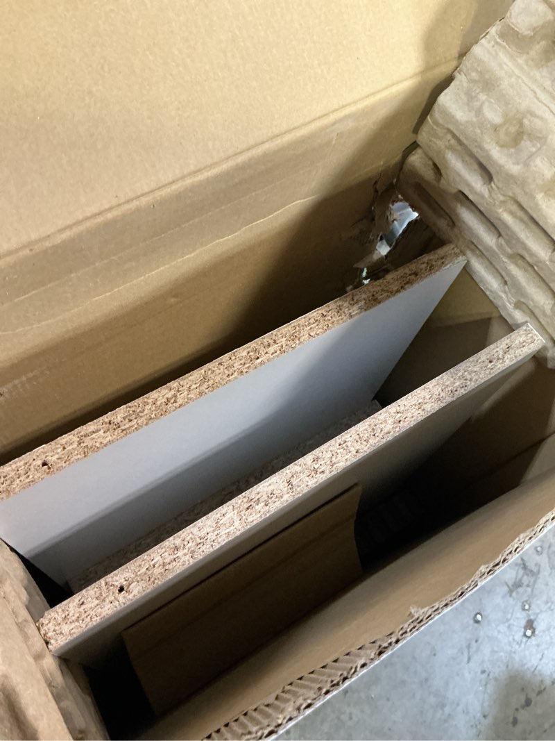 Condition photo showing As Is for mainstays 5-shelf bookcase with adjustable shelves, white