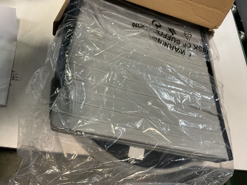 Condition photo showing Good Condition for GLAXYFUR Oval Storage Ottoman Bench, Velvet Foot Rest, 30 Inch Folding Chest for Living Room, Bedroom, Grey Grey 30"D x 15"W x 15"H