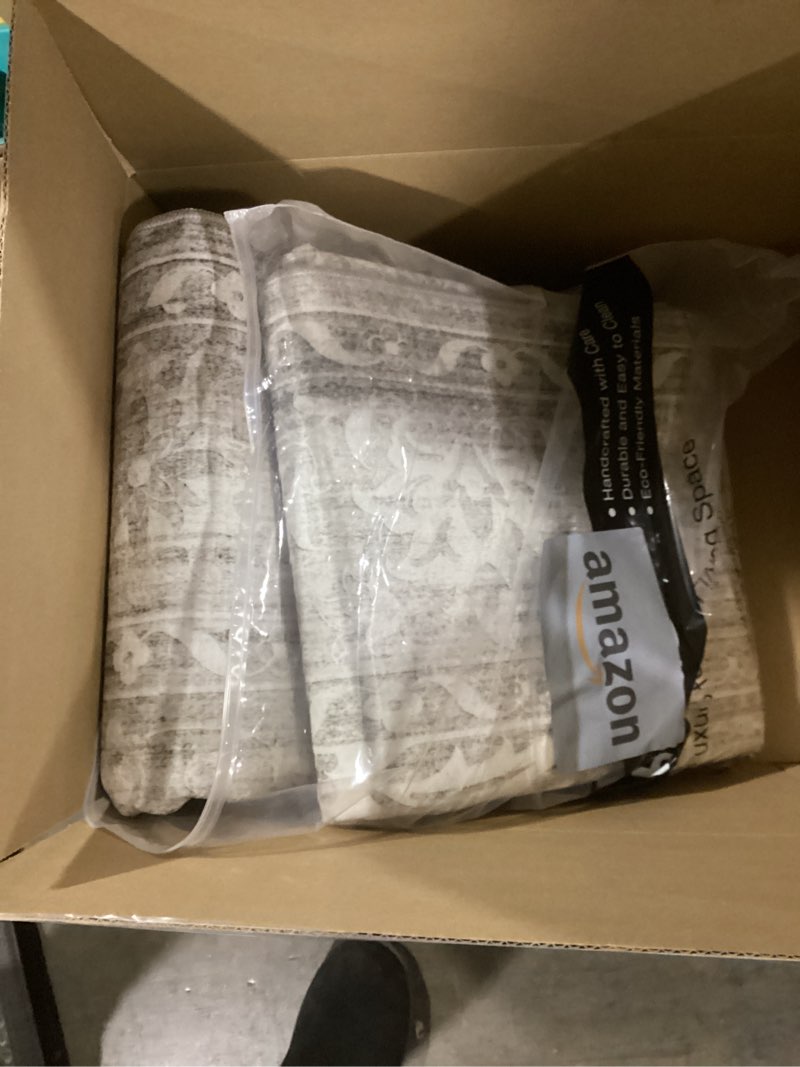 Condition photo showing Good Condition for 8x10 Area Rugs for Living Room, Stain Resistant Washable Rugs for Dining Room, Kitchen, Floral Vintage Non-Slip Thin Gray Large Area Rug(Grey, 8'x10') Grey 8' x 10' (Rectangular)