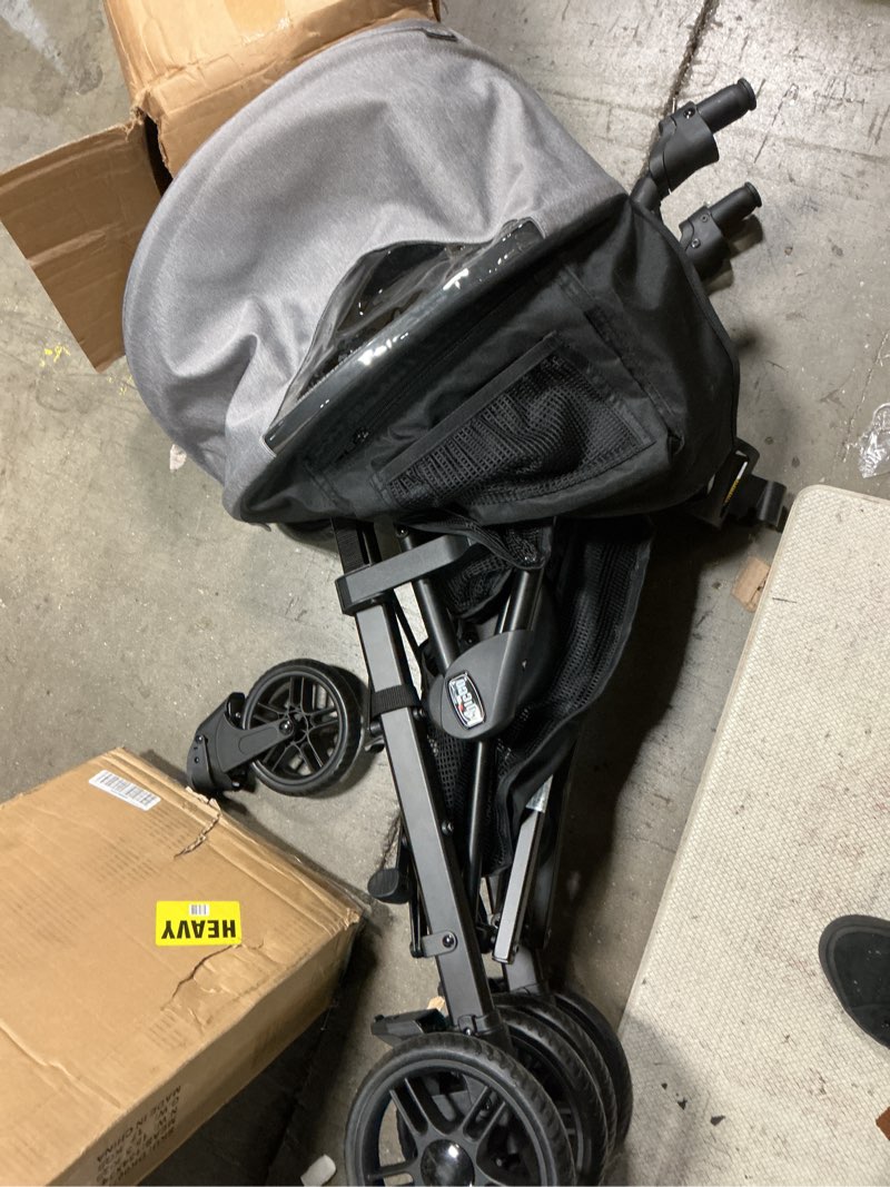Condition photo showing As Is for chicco liteway stroller, compact fold baby stroller with canopy, lightweight aluminum frame umbrella stroller, for use with babies and toddlers up to 40 lbs, dune/brown
