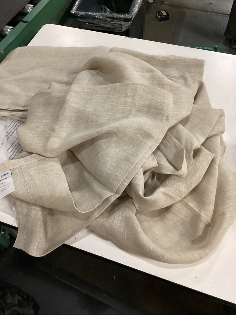Condition photo showing As Is for european linen sheer curtain set (set of 2)color flax 48x108 