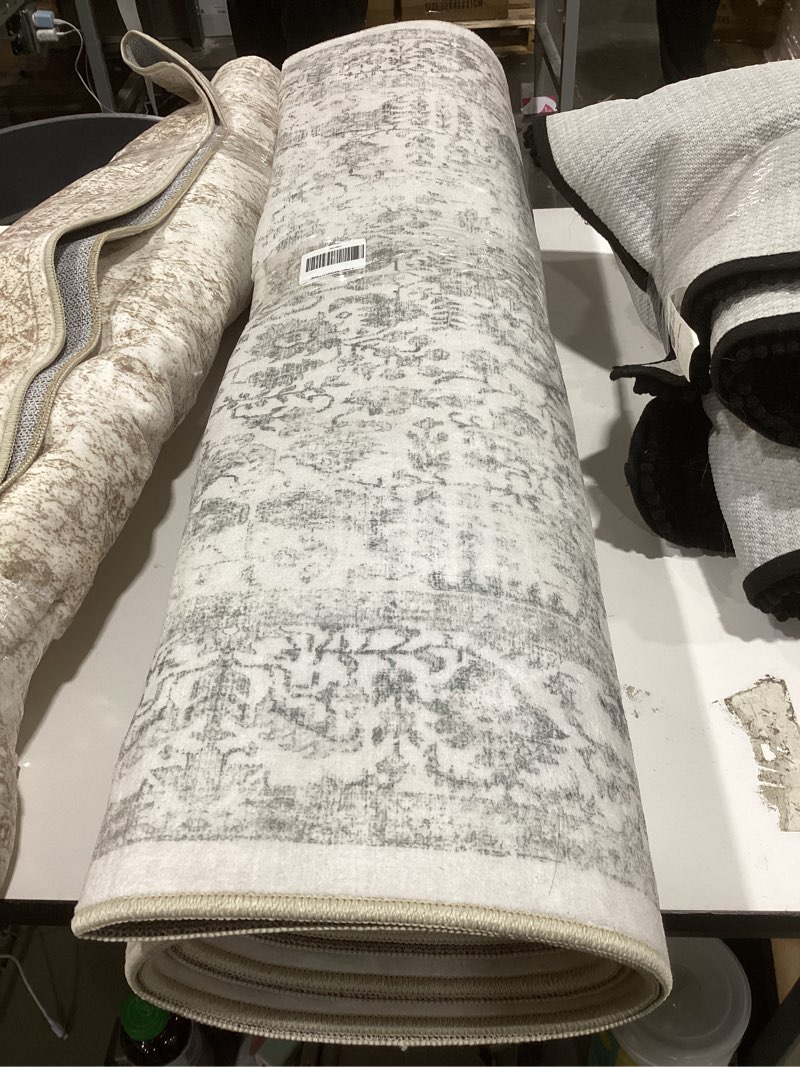 Condition photo showing As Is for Blue Area Rug 8x10 Machine Washable Large Vintage Living Room Distressed Non Slip Carpet Traditional Indoor Bedroom Retro Floral Accent Throw Rug for Office Kitchen Dining Room 8' x 10' (Rectangular) Accent | Blue