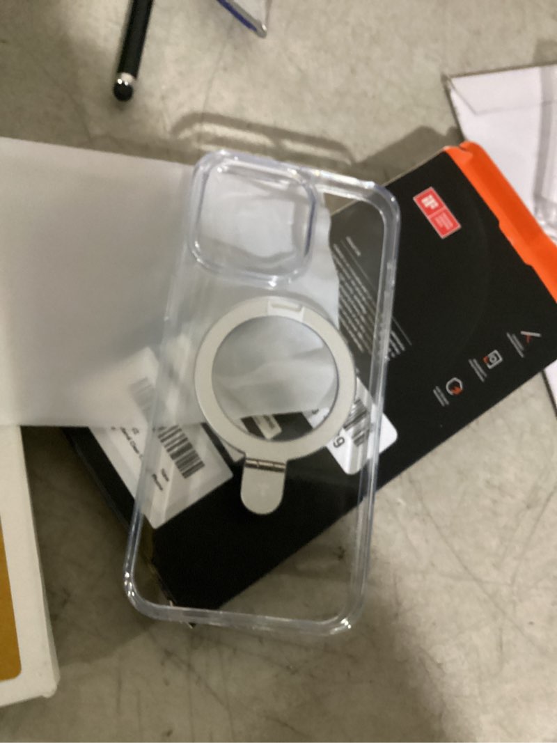 Condition photo showing Good Condition for torras magnetic ostand for iphone 15 pro max case, [military grade drop tested][compatible with magsafe][build in kickstand] clear slim hard back soft edge anti-fingerprint 6.7" 2023, clear crystal clear iphone 15 pro max