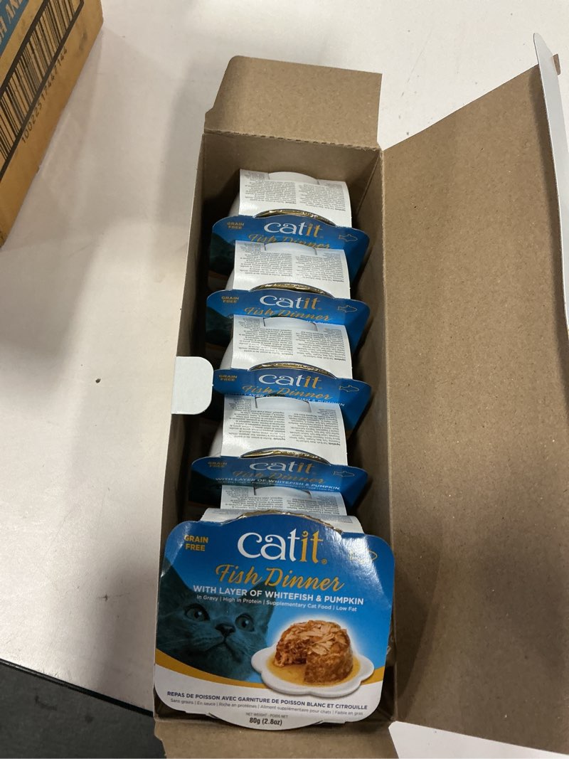 Best by 01/28/27 Catit Fish Dinner with Whitefish & Pumpkin Wet Cat Food, 2.8-oz case of 6