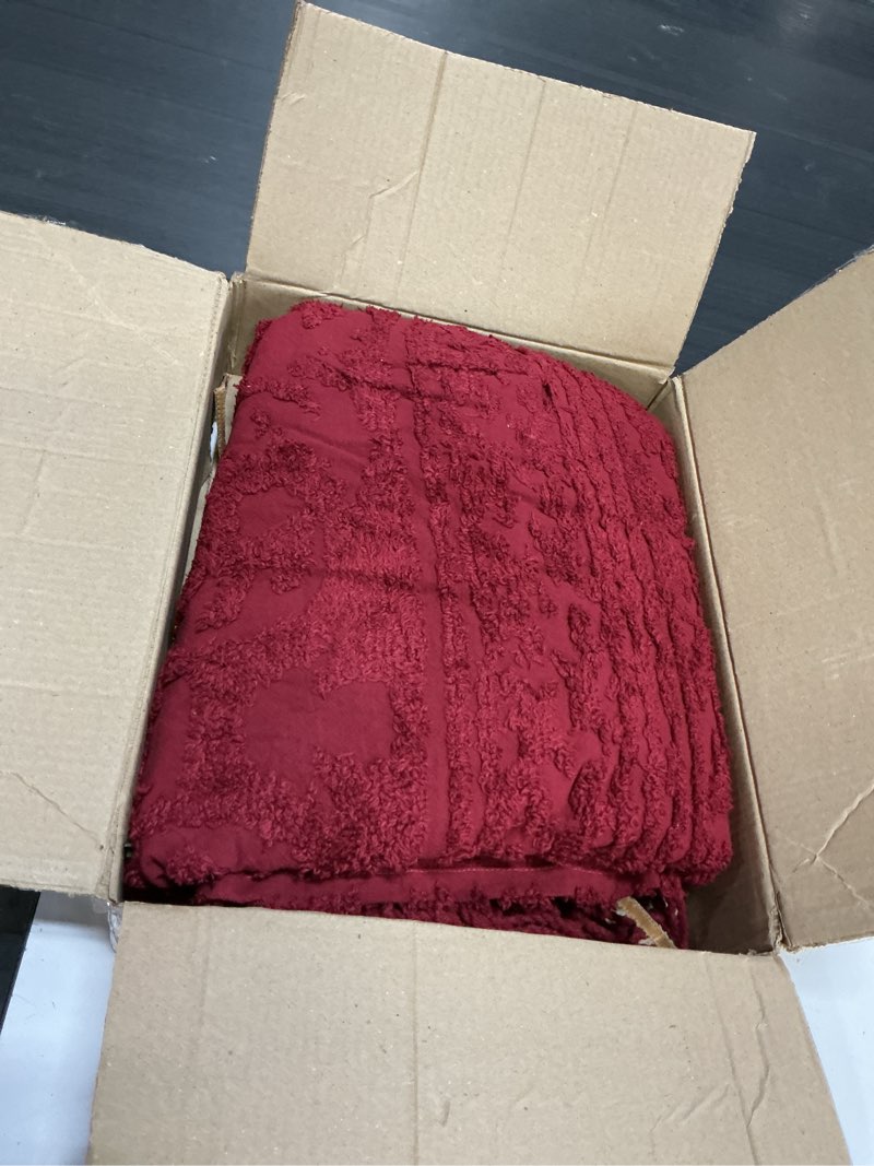 Condition photo showing Good Condition for beatrice home fashions medallion chenille bedspread, twin, burgundy twin burgundy