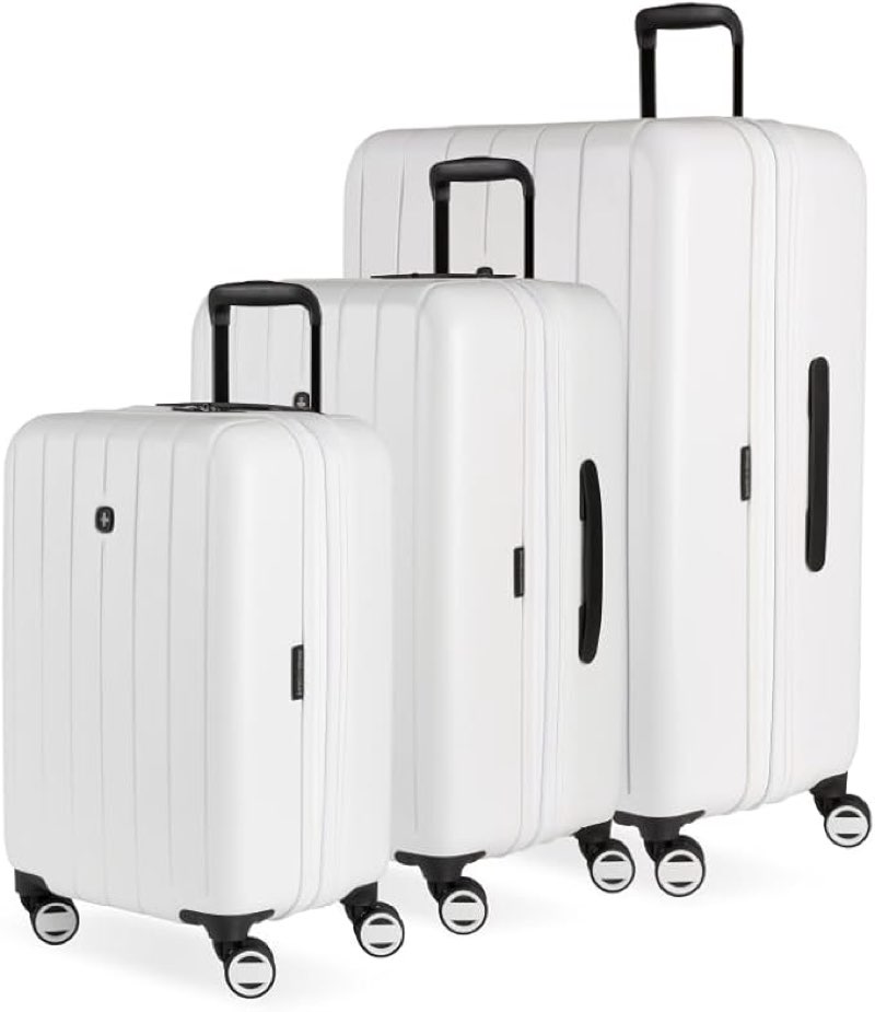 Swiss gear 8092 hardside expandable luggage with spinner wheels white 3 piece set 20/24/28 