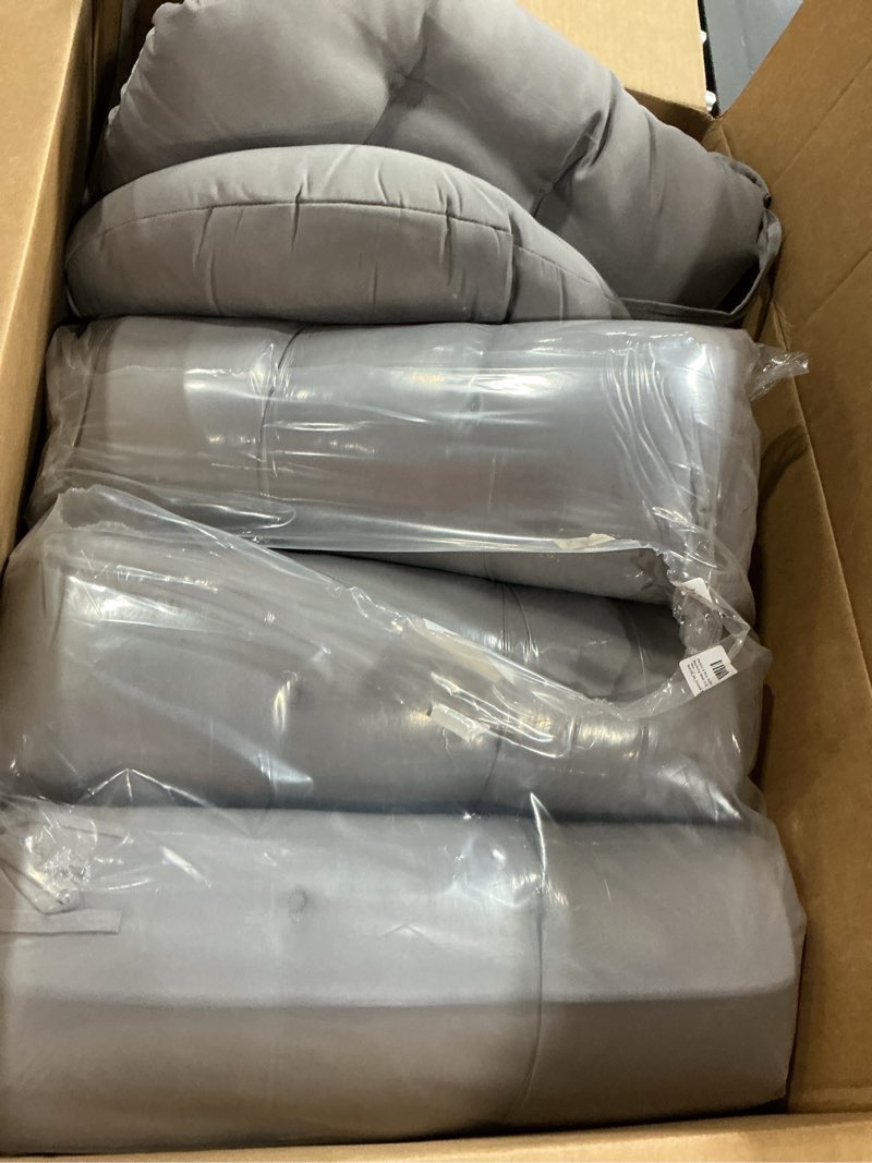 Condition photo showing New/Like New for geelin 4 pcs outdoor patio chair cushion thick high back adirondack chair cushion tufted weather & fade resistant anti-slip outside rocking chairs pads with ties, 44 x 19 x 4 inch (light gray) light gray 4