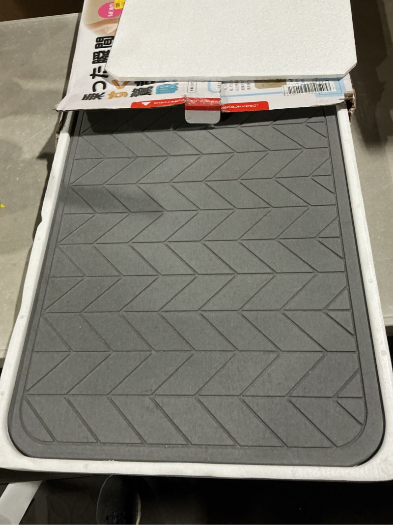 Condition photo showing As Is for juerlen 2 pack diatomaceous earth shower mat, stone bath mat, nonslip super absorbent fast-drying hard bath mat for bathroom shower floor, 24 x 16 inch, grey arrow design dark grey