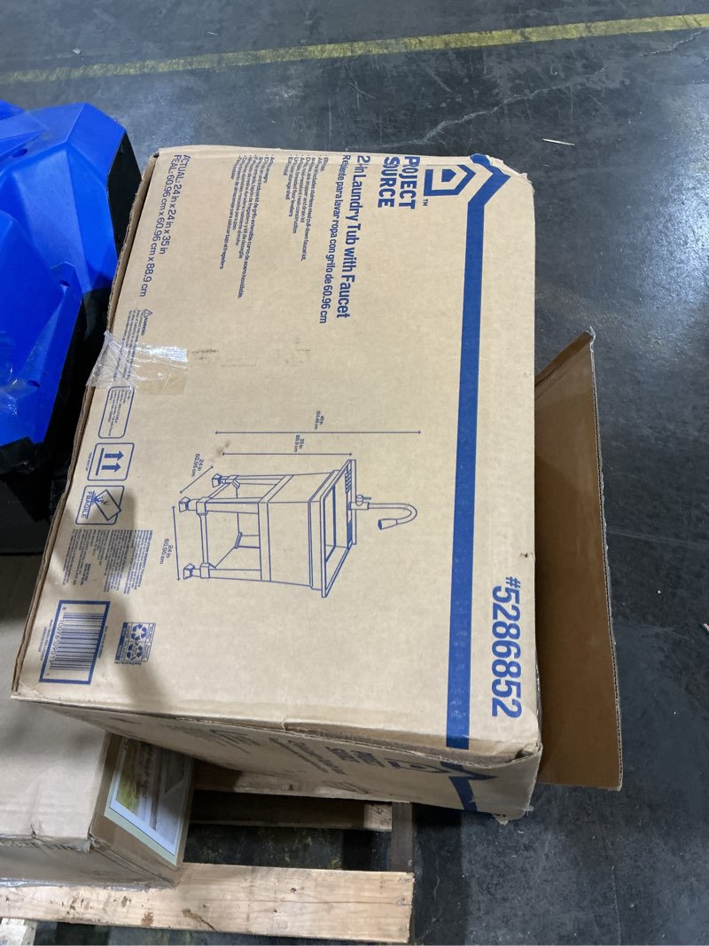 Condition photo showing As Is for Project Source 24-in x 24-in 1 -Basin Black Freestanding Utility tub with Drain with Faucet