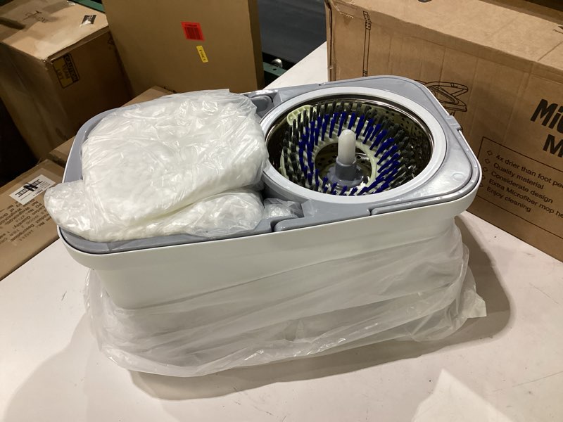 Condition photo showing New/Like New for michao spin mop bucket deluxe 360 spinning floor cleaning system with 6 microfiber replacement head refills,62" extended handle,4x wheel for home cleaning