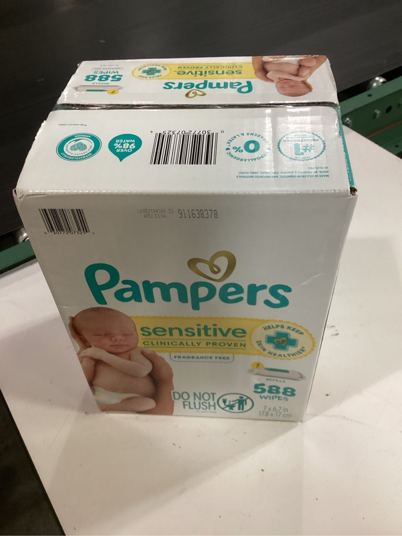 Condition photo showing New/Like New for pampers sensitive baby wipes - 588ct