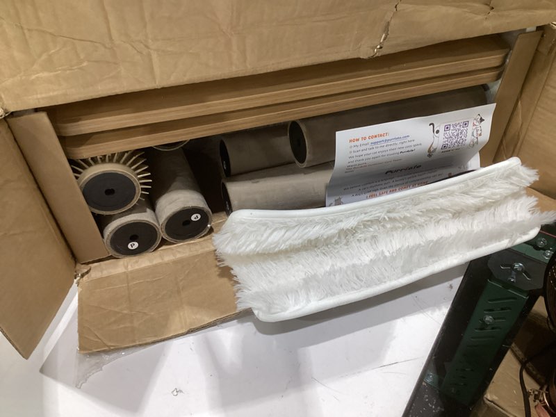 Condition photo showing As Is for (incomplete parts)61\" modern cat tree tower for indoor cats, luxury climbing tower with plush lounge, kitty condos, hammock & scratching posts, classic cat furniture natural