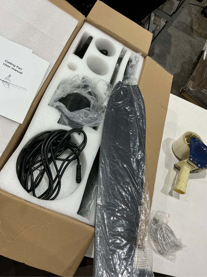 Condition photo showing Good Condition for 52 inch outdoor ceiling fan with lights,ip65 waterproof gazebo fan with remote, farmhouse rustic ceiling fans,plug in hanging ceiling fan with 3cct 6-speeds for patio porch pergola black