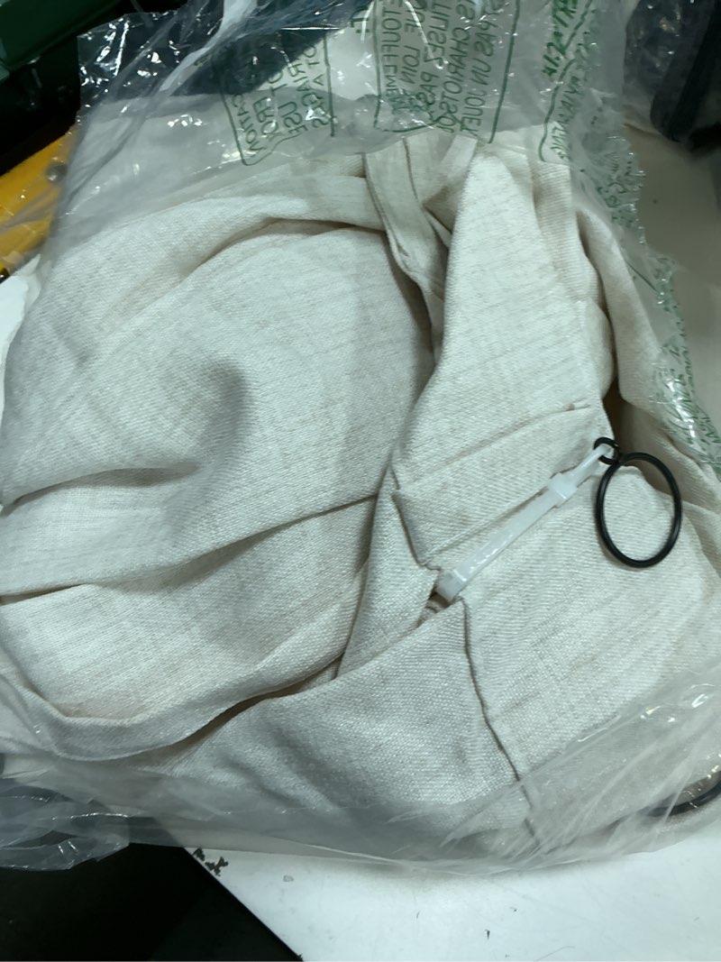 Condition photo showing As Is for pleateddrapes linen curtains 90 inches long 2 panels set, light filtering luxury curtains for living room/sunroom pinch pleated viral heavy duty drapes beige white sheer back tab (w40 xl90) beige white 40"w x 90"l( pack of 2)