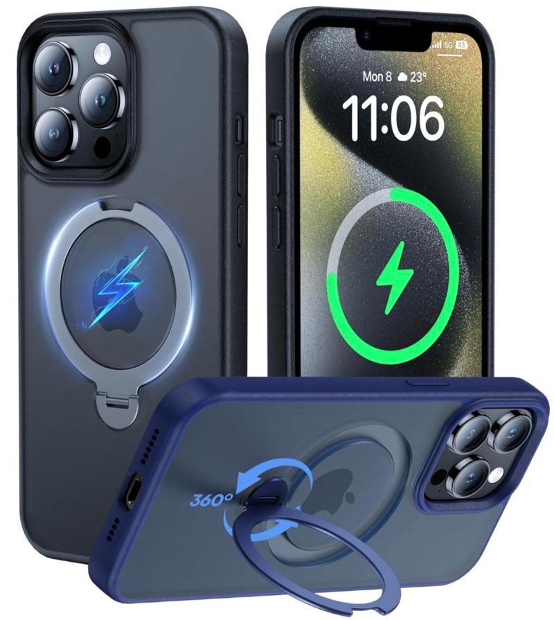 ?2024 New Upgrade?360° Spin Titanium Magnetic Stand for iPhone 13 Pro Case [16FT Military Grade Shoc