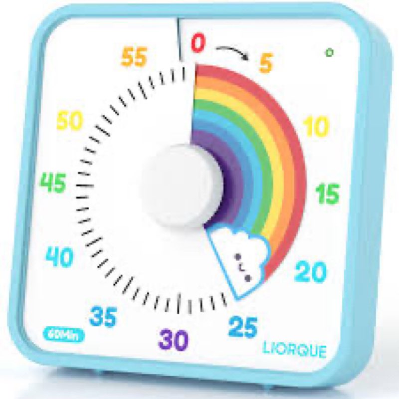 LIORQUE 60 Minute Visual Timer for Kids and Adults, Non-Ticking 7.5 Inch Large Visual Countdown Time