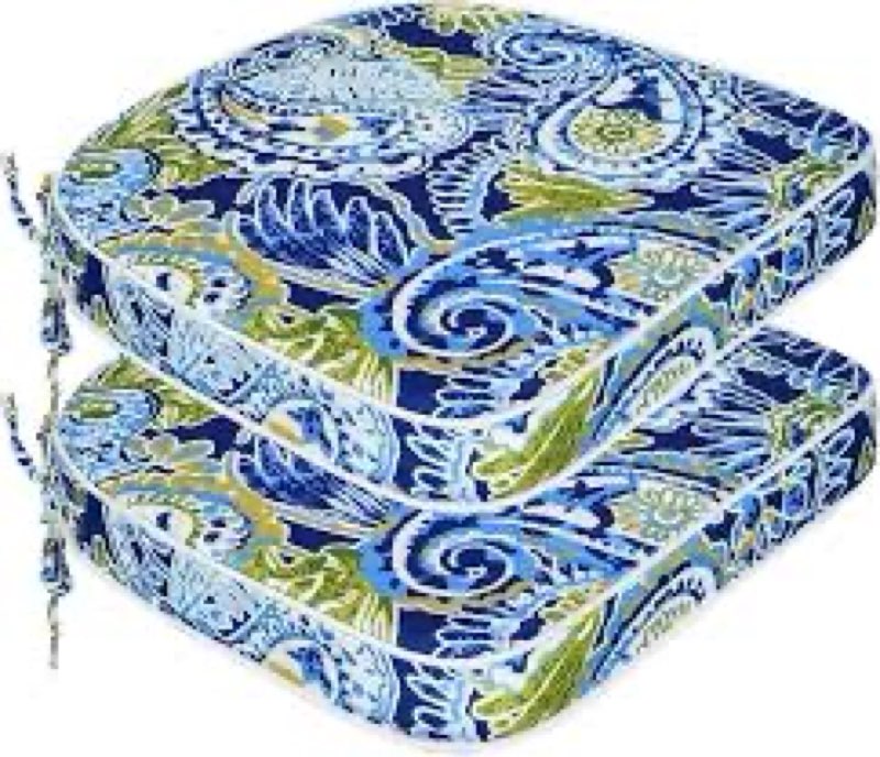 JMGBird Outdoor Chair Cushions Set of 2 Patio Cushions D16 x W17 Inch with Ties, Outdoor Chair Pad f