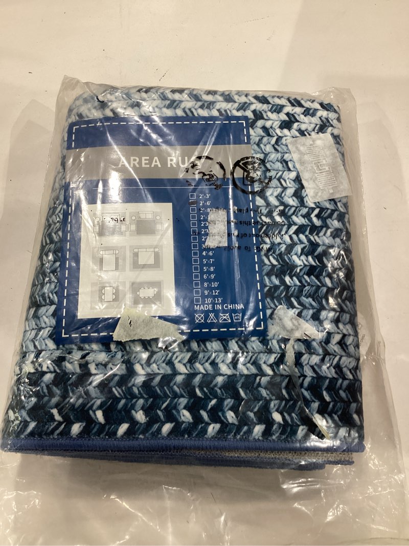 Condition photo showing New/Like New for washable runner rug 2x6 runners for hallways non slip bathroom rugs modern area rug soft bedroom rug farmhouse throw rugs kitchen rugs entryway rugs indoor stain resistant carpet 2'x6' blue blue 2'x6'