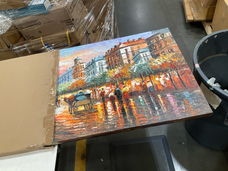 Condition photo showing Good Condition for alenoss modern oil paintings paris eiffel tower landscape wall art 48x24 inches al-b94